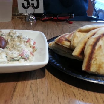 Plaka Grill - Pita with eggplant dip - Greek Near Me - Vienna, Virginia Plaka Grill - Pita with eggplant dip - Greek Near Me - Vienna, Virginia