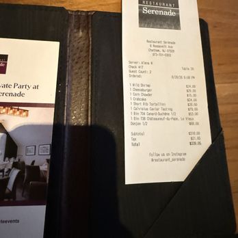 Restaurant Serenade - The damage - American Near Me - Chatham, New Jersey Restaurant Serenade - The damage - American Near Me - Chatham, New Jersey
