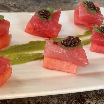 A'Bouzy - Tuna watermelon appetizer - Champagne Bars Near Me - Houston, Texas A'Bouzy - Tuna watermelon appetizer - Champagne Bars Near Me - Houston, Texas