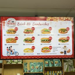 Sandwich menu