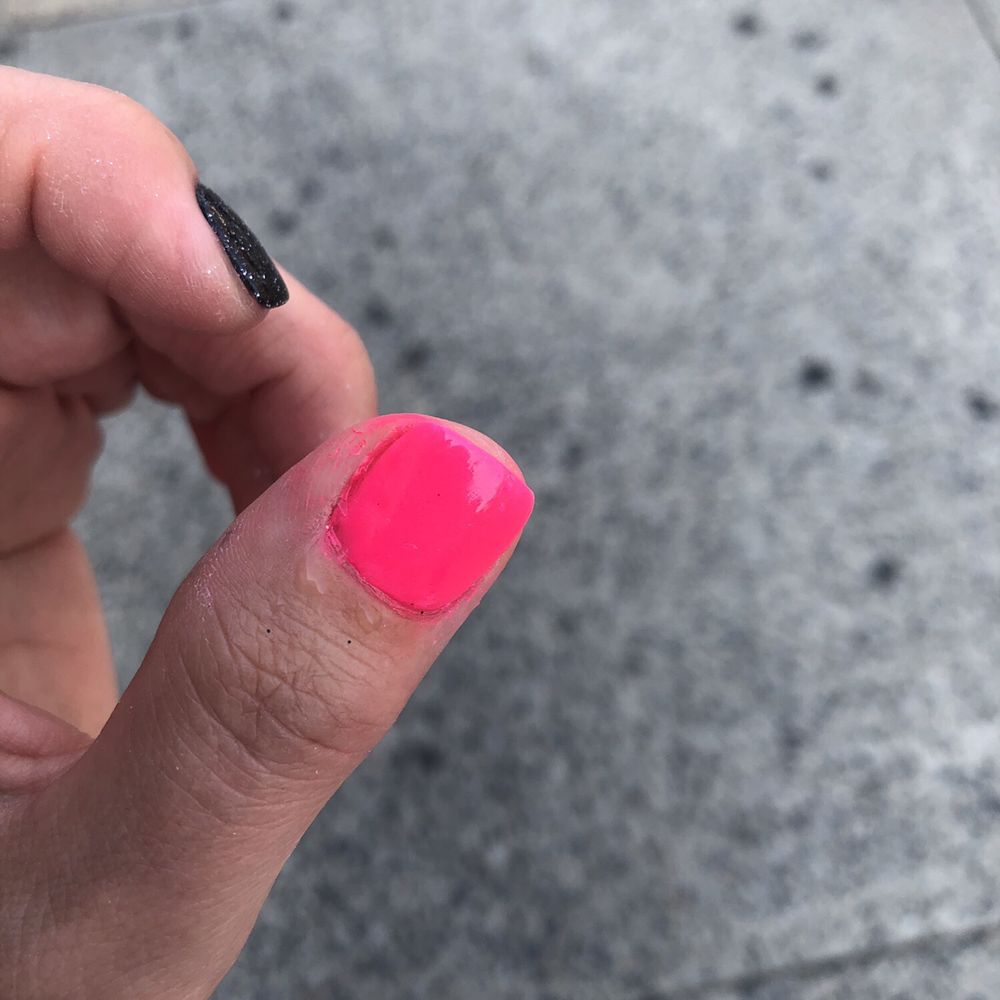 B&P Nails - The stub I was left with and color left on my skin. - Nail Salons Near Me - Brooklyn, New York