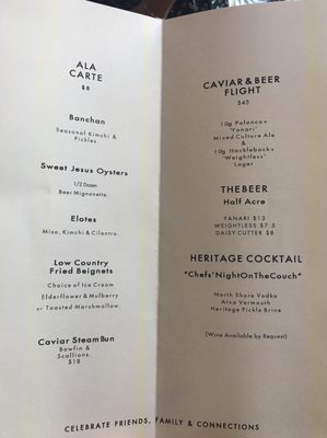 Menu photo 6 Heritage Restaurant & Caviar Bar Chicago, IL