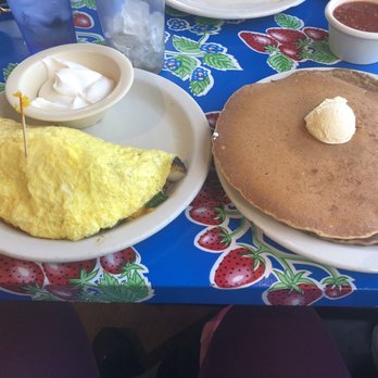 The Omelettry - Vegetarian Omelette add spinach with short stack (whole wheat and a ginger bread) - American Near Me - Austin, Texas The Omelettry - Vegetarian Omelette add spinach with short stack (whole wheat and a ginger bread) - American Near Me - Austin, Texas