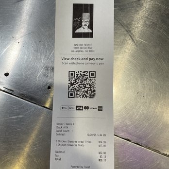 Dama Grill - Receipt - Mediterranean Near Me - Los Angeles, California