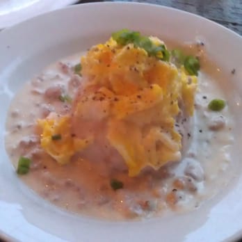 Milk Bar - Not exactly a menu Item. I ordered the eggs on brioche, but they ran out of brioche. So they put it on a biscuit with gravy. - Cafes Near Me - Brooklyn, New York Milk Bar - Not exactly a menu Item. I ordered the eggs on brioche, but they ran out of brioche. So they put it on a biscuit with gravy. - Cafes Near Me - Brooklyn, New York