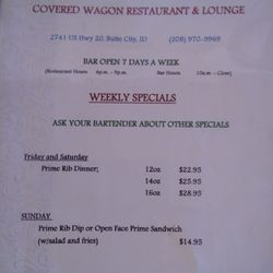 Covered Wagon Grill & Bar - Weekly Specials
