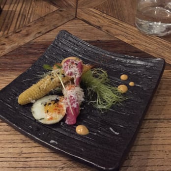 Delage - Smoked Baby corn and fried quail egg....UMAMI to the fullest - Japanese Near Me - Oakland, California Delage - Smoked Baby corn and fried quail egg....UMAMI to the fullest - Japanese Near Me - Oakland, California