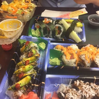 Iron Sushi - Left w/avocado=tropical Bottom=Caribbean (best one! So good!) Above=tropical Very top=vegetable roll combo (with salad) - Sushi Bars Near Me - Hollywood, Florida Iron Sushi - Left w/avocado=tropical Bottom=Caribbean (best one! So good!) Above=tropical Very top=vegetable roll combo (with salad) - Sushi Bars Near Me - Hollywood, Florida