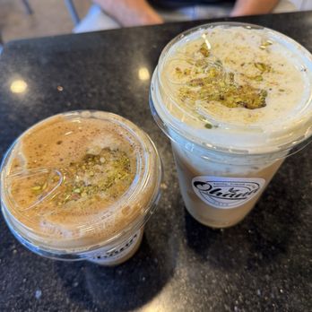 Ohana Cafe - Iced Vanilla Chai with Pistachio Cold Foam & Iced Irish Cream Latte with Pistachio Cold Foam - Coffee & Tea Near Me - Stockton, California Ohana Cafe - Iced Vanilla Chai with Pistachio Cold Foam & Iced Irish Cream Latte with Pistachio Cold Foam - Coffee & Tea Near Me - Stockton, California