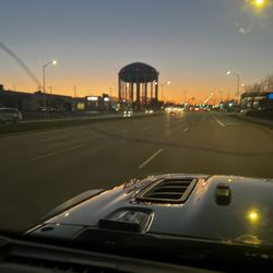 Wauwatosa Water Tower - Sunsets early in the west in autumn glass is still cracked since Irma and Ian.