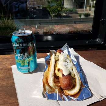 Rooftop 25 - Opening Day fire grilled hot dog and a tasty Wolf Pup IPA - Cocktail Bars Near Me - San Francisco, California Rooftop 25 - Opening Day fire grilled hot dog and a tasty Wolf Pup IPA - Cocktail Bars Near Me - San Francisco, California