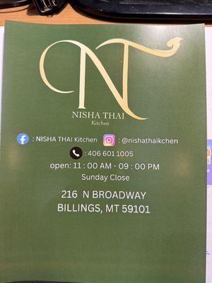 Menu photo 6 Nisha Thai Kitchen Billings, MT