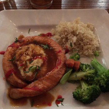 Cork and Table - Salmon wrap with creamy polenta center and topped with a pleasantly sweet sauce. - Wine Bars Near Me - Fredericksburg, Virginia