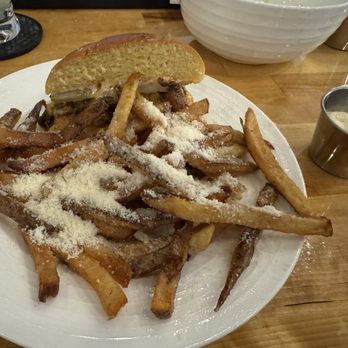 Chez Adele - Smash Burger with Truffle Fries - American Near Me - Chicago, Illinois