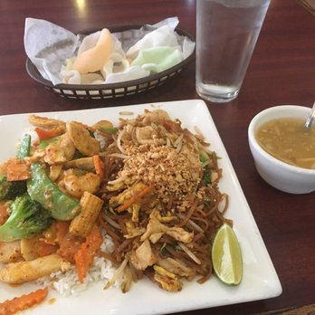 Orchid Cafe - Monday lunch combo with curry chicken and chicken pad Thai. Both great. Soup is great too. - Thai Near Me - Troy, Michigan Orchid Cafe - Monday lunch combo with curry chicken and chicken pad Thai. Both great. Soup is great too. - Thai Near Me - Troy, Michigan