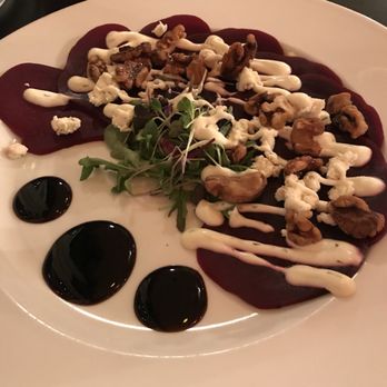 Garden View Restaurant - Beet Carpaccio with excellent balsamic reduction. - New American Near Me - Silverton, Oregon Garden View Restaurant - Beet Carpaccio with excellent balsamic reduction. - New American Near Me - Silverton, Oregon