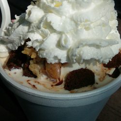 Abraham's Creek Ice Cream & Burger Barn - Brownie, hot fudge & wet walnuts!