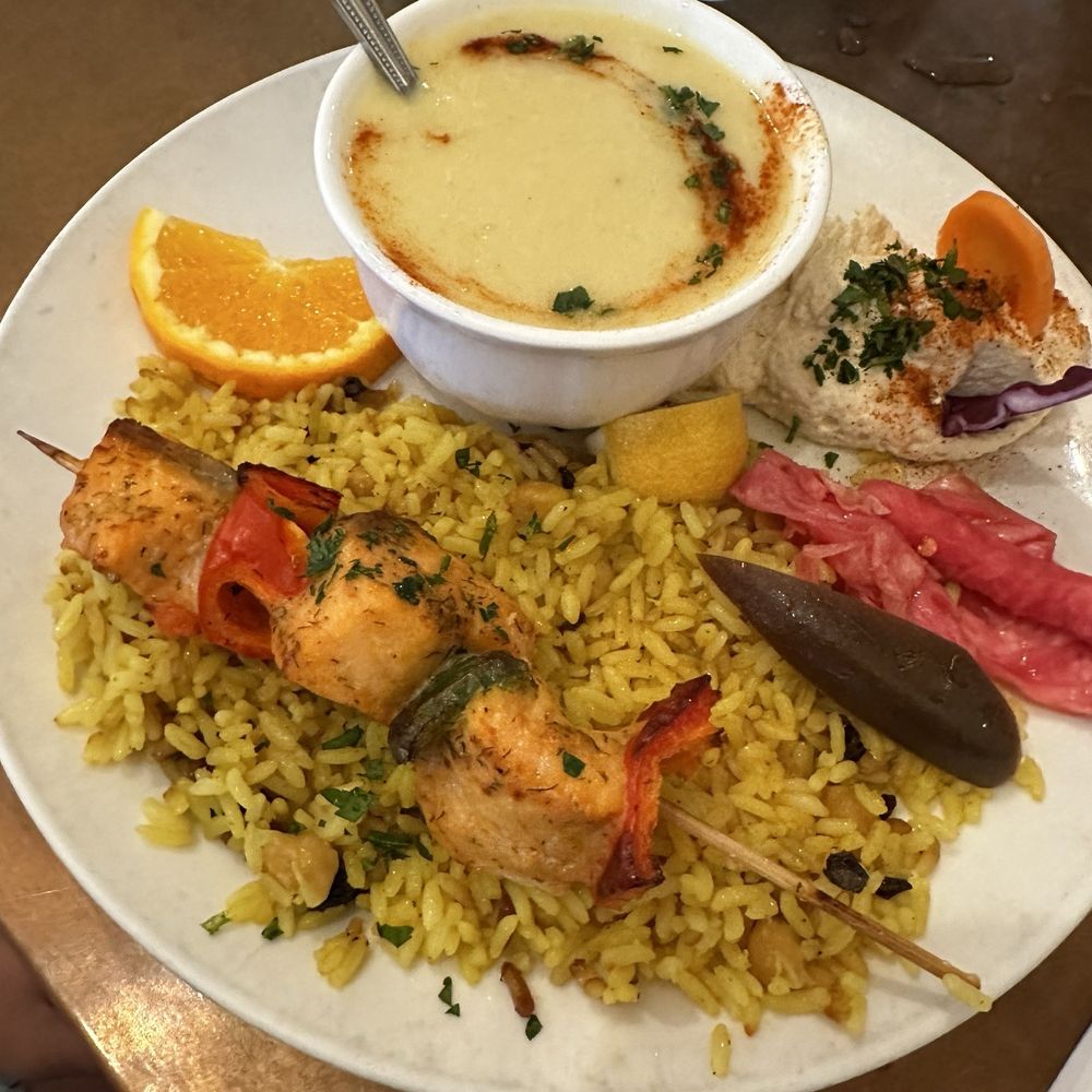 La Mediterranee - Salmon Kebabs Dinner - Mediterranean Near Me - San Francisco, California La Mediterranee - Salmon Kebabs Dinner - Mediterranean Near Me - San Francisco, California