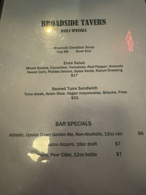 Menu photo 1 Broadside Tavern Boston, MA