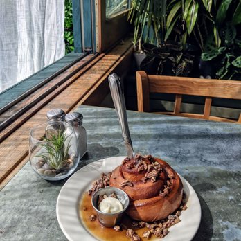 Cafe Flora - Cinnamon bun. - Vegetarian Near Me - Seattle, Washington