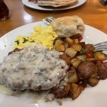 5 Spot - Chicken fried steak with sausage gravy, potatoes, and scrambled eggs. - American Near Me - Seattle, Washington 5 Spot - Chicken fried steak with sausage gravy, potatoes, and scrambled eggs. - American Near Me - Seattle, Washington