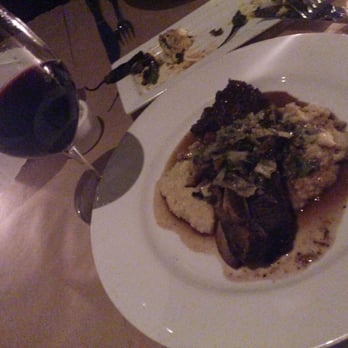 Blair's Restaurant - Famous rich, fatty Beef Short ribs braised in Red Wine Sauce & Cheese infused Polenta paired w/ jammy, fruity Turley  Zinfandel. - Italian Near Me - Los Angeles, California