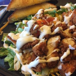 Fried Chicken House Salad with Ranch dressing