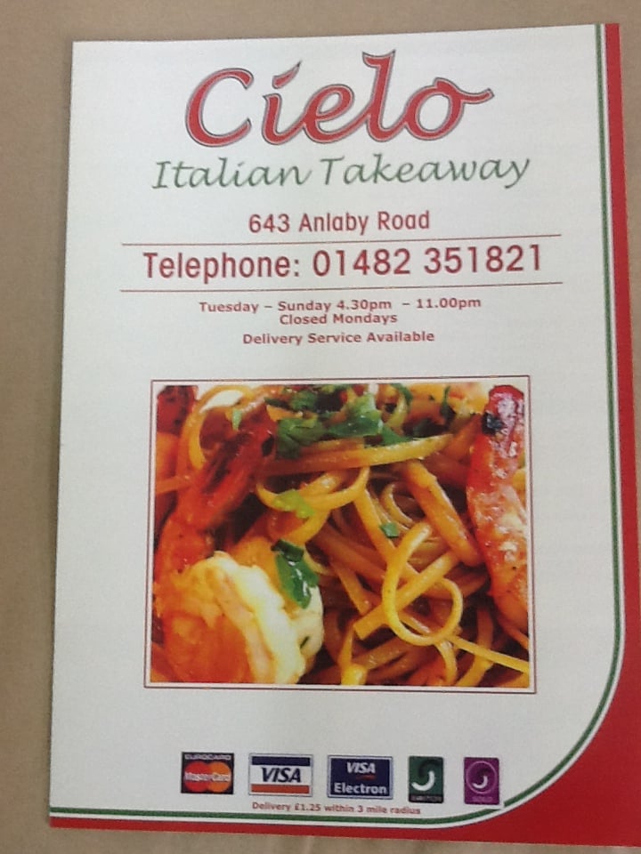 CIELO ITALIAN TAKEAWAY 643 Anlaby Road, Hull, United Kingdom Yelp