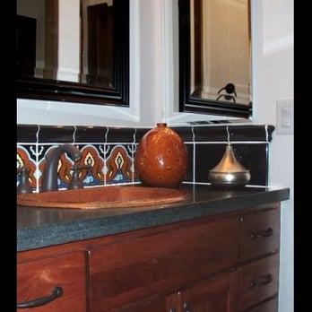 Stonelight Tile - Spanish Mediterranean Hall Powder Room with original S&S 1920's molds, reissue by Stonelight Tiles San Jose Showroom - Kitchen & Bath Near Me - Alviso, California Stonelight Tile - Spanish Mediterranean Hall Powder Room with original S&S 1920's molds, reissue by Stonelight Tiles San Jose Showroom - Kitchen & Bath Near Me - Alviso, California