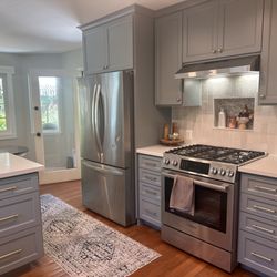 Stocker & Sons Custom Cabinetry - Scotts Valley Kitchen with a beautiful grayish blue color for a full remodel