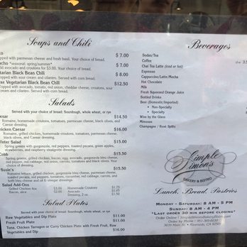 Simple Simon's Bakery & Bistro - Menu - Bakeries Near Me - Riverside, California