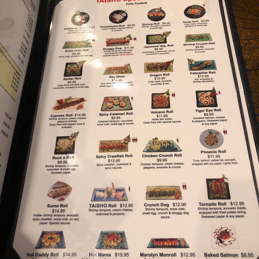 Taisho - Menu - Sushi Bars Near Me - Cypress, Texas Taisho - Menu - Sushi Bars Near Me - Cypress, Texas