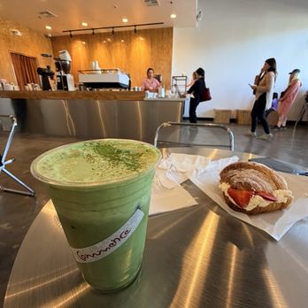 Commence Coffee - Inside/ garden matcha and strawberry and cream croissant - Coffee & Tea Near Me - Chino Hills, California Commence Coffee - Inside/ garden matcha and strawberry and cream croissant - Coffee & Tea Near Me - Chino Hills, California