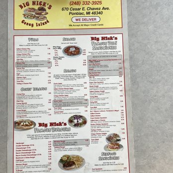 Big Nick's Coney Island - Lunch menu - American Near Me - Pontiac, Michigan Big Nick's Coney Island - Lunch menu - American Near Me - Pontiac, Michigan