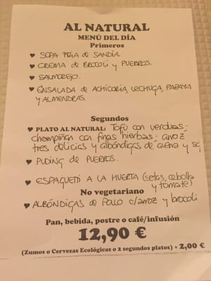 Menu photo 1 Al Natural Madrid, M