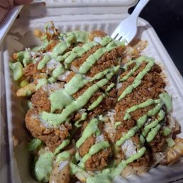 Cajun seasoned fries with everything on it Cajun seasoned fries with everything on it