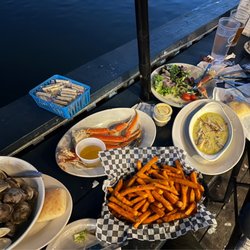 Snow Crab Legs Oysters on the 1/2 Shell Clam Bowl House Salad Steamed Oysters Sweet Potato Fries Swamp Head Big Nose Ipa