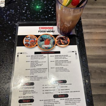 Caribana - Menu and rum punch - Caribbean Near Me - Gurnee, Illinois