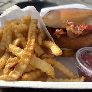Skagit Valley Burgers Express - Western burger with a giant tasty onion ring and delicious fries on the side - Burgers Near Me - Sedro-Woolley, Washington
