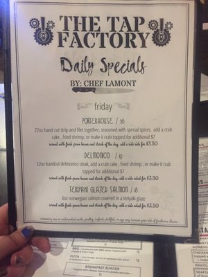 Menu photo 1 The Tap Factory Monongahela, PA Menu photo 1 The Tap Factory Monongahela, PA