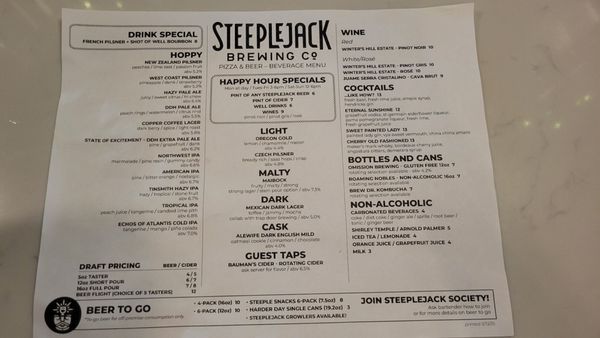 Menu photo 4 Steeplejack Pizza and Beer Portland, OR Menu photo 4 Steeplejack Pizza and Beer Portland, OR