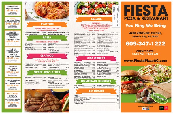 Menu photo 1 Fiesta Pizza Atlantic City, NJ Menu photo 1 Fiesta Pizza Atlantic City, NJ