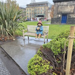 St Andrew Square Garden - Paddington Bear eating a marmalade sandwich at St. Andrew Square Garden