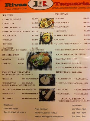 Menu photo 8 Rivas Taqueria Wallingford, CT