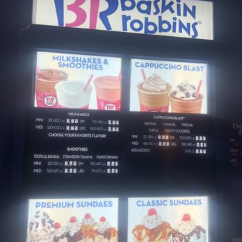 Baskin-Robbins - the menu for the restaurant - Ice Cream & Frozen Yogurt Near Me - Murfreesboro, Tennessee