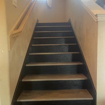 Alvarado Floors - Custom black and grey stair threads installed and finished - Flooring Near Me Alvarado Floors - Custom black and grey stair threads installed and finished - Flooring Near Me