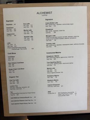 Menu photo 1 Alchemist Coffee Project Los Angeles, CA
