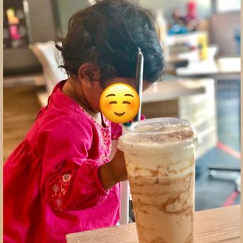 Feng Cha Teahouse - Dirty Boba as tall as my toddler!  Loved every sip - Desserts Near Me - Newark, California