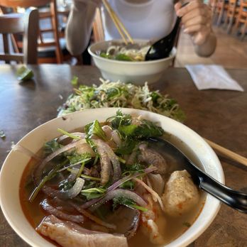 Quan Vy Da - Bun Bo Hue with lots of veggies provided!! Love! - Vietnamese Near Me - Westminster, California