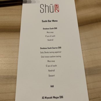 Sushi Bar Shu - Menu - Sushi Bars Near Me - Vancouver, British Columbia